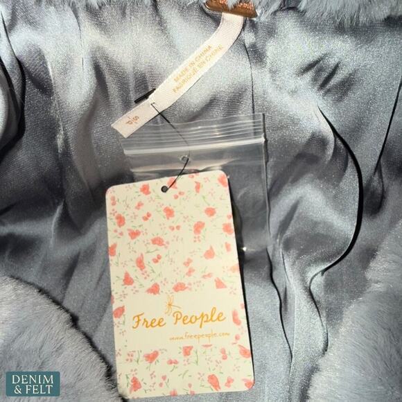 Free People Kate Faux Fur Coat Cloudy Day Gray Faux Fur Double Breasted Jacket - Picture 13 of 16